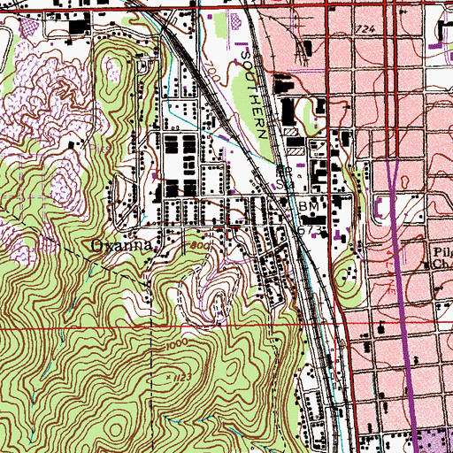 Topographic Map of Zinn Hall Public School (historical), AL
