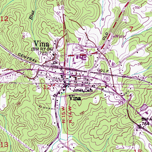 Topographic Map of Vina United Methodist Church, AL