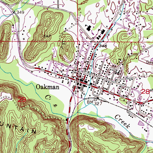Topographic Map of Central Baptist Church, AL