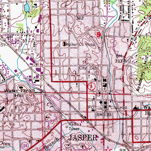Topographic Map of Trinity Fellowship Church of God, AL