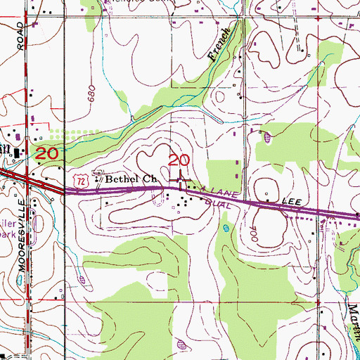 Topographic Map of Midway Baptist Church, AL