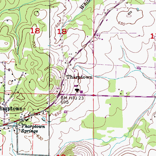 Topographic Map of Tharptown Junior High School, AL