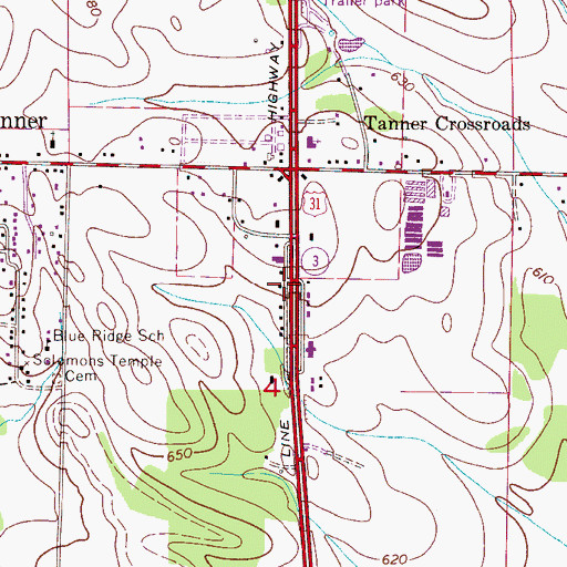 Topographic Map of Southside Church of Christ, AL