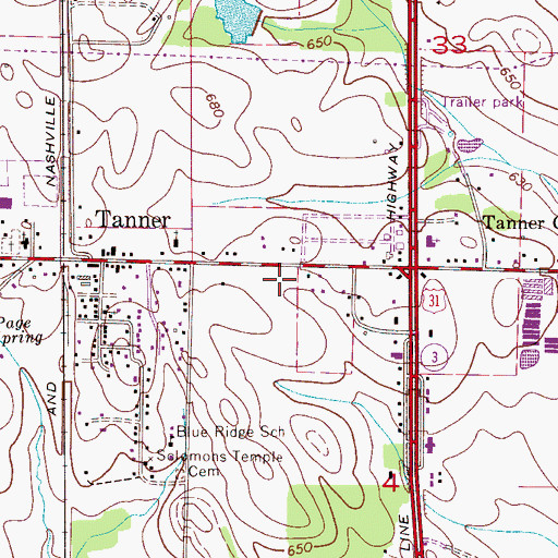 Topographic Map of Tanner Industrial Park, AL