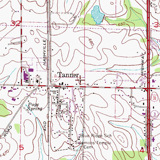 Topographic Map of Tanner Church of Christ, AL