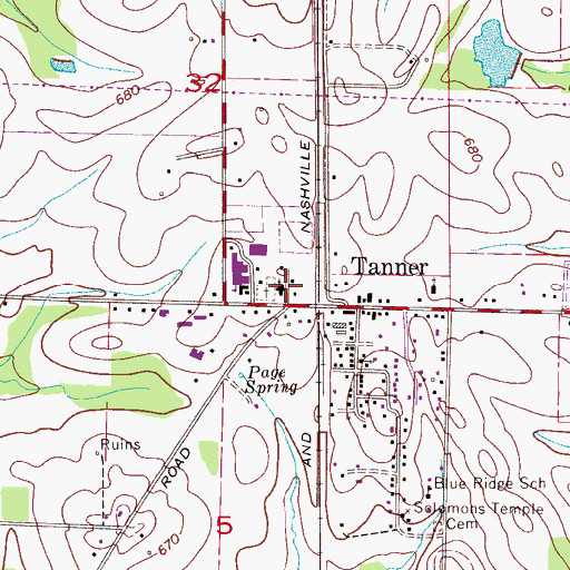 Topographic Map of Tanner Methodist Church, AL