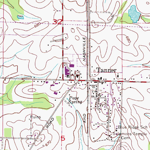 Topographic Map of Tanner Cemetery, AL