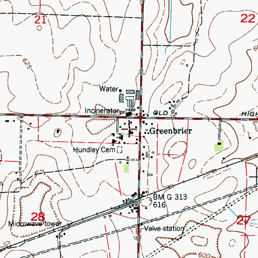 Topographic Map of Greenbrier Baptist Church, AL