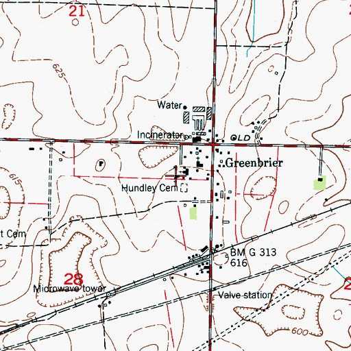 Topographic Map of Greenbrier Church of Christ, AL