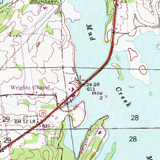 Topographic Map of Mud Creek Boat Dock, AL
