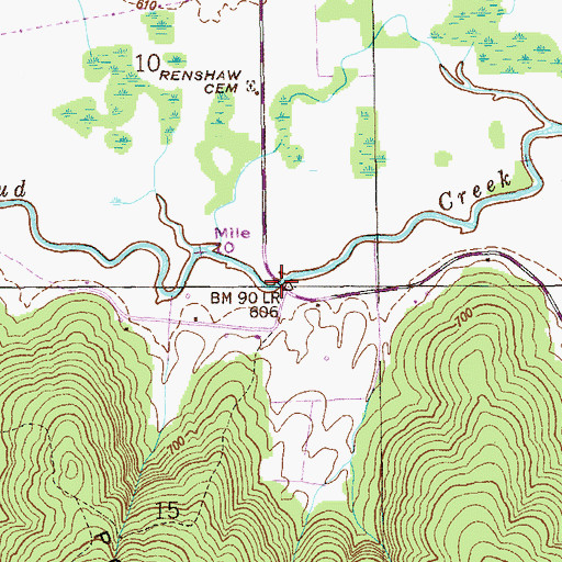 Topographic Map of Renshaw Bridge, AL