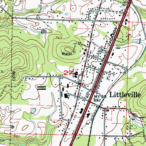 Topographic Map of Littleville Elementary School, AL