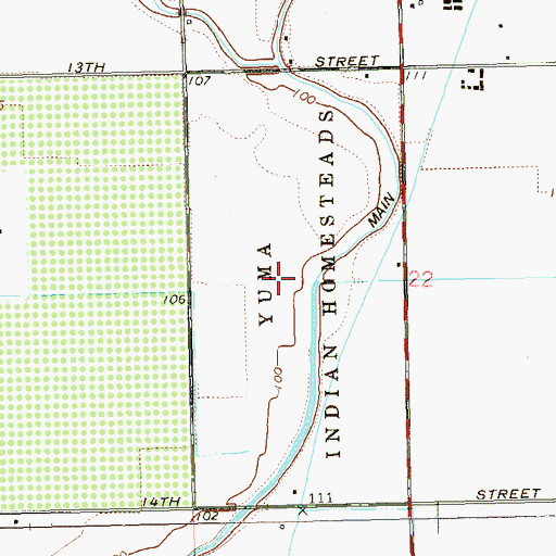 Topographic Map of Yuma Indian Homesteads, AZ