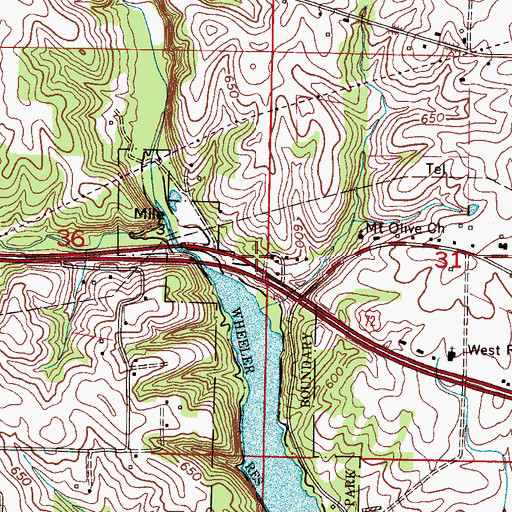 Topographic Map of Mount Olive School (historical), AL