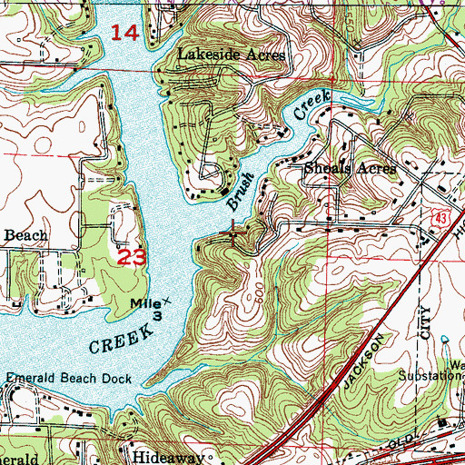 Topographic Map of Brush Creek Camp (historical), AL
