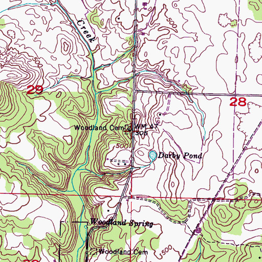 Topographic Map of Woodland Church (historical), AL