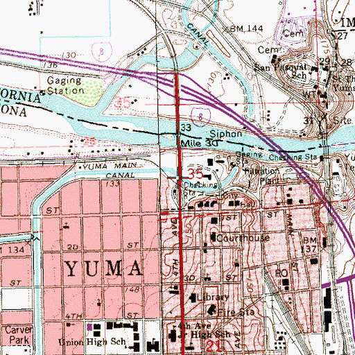 Topographic Map of Yuma Main Canal, AZ