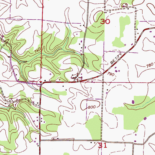 Topographic Map of Beaverdam Church (historical), AL