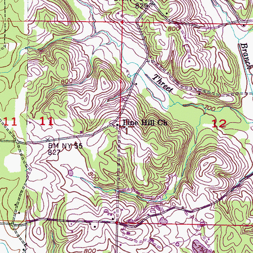 Topographic Map of Pine Hill Cemetery, AL