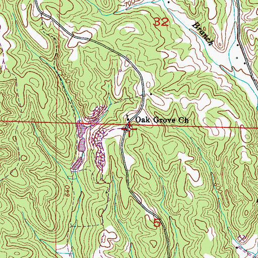 Topographic Map of Oak Grove Cemetery, AL