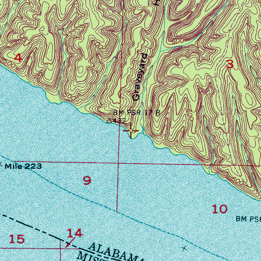 Topographic Map of Watkins Cemetery, AL