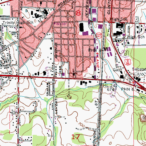 Topographic Map of Athens Church of God, AL