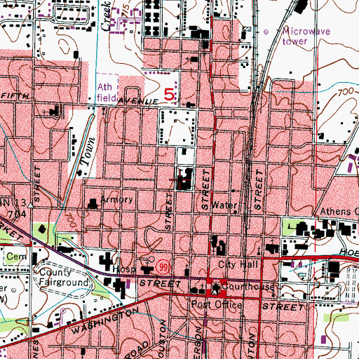 Topographic Map of Athens Elementary School, AL