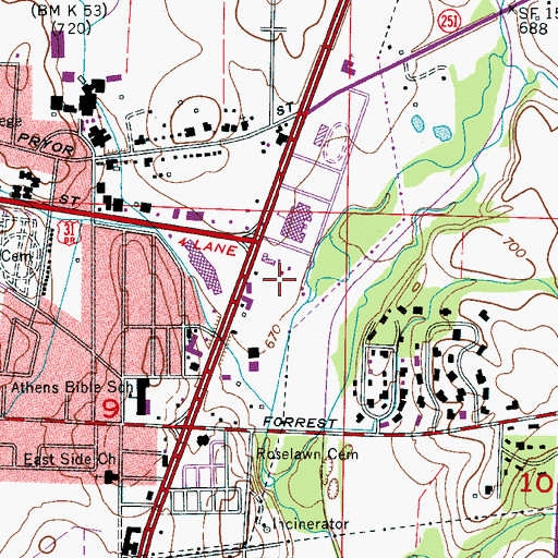 Topographic Map of Athens-Limestone Park, AL
