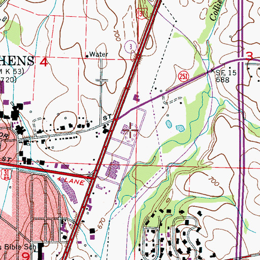 Topographic Map of Athens Stadium, AL