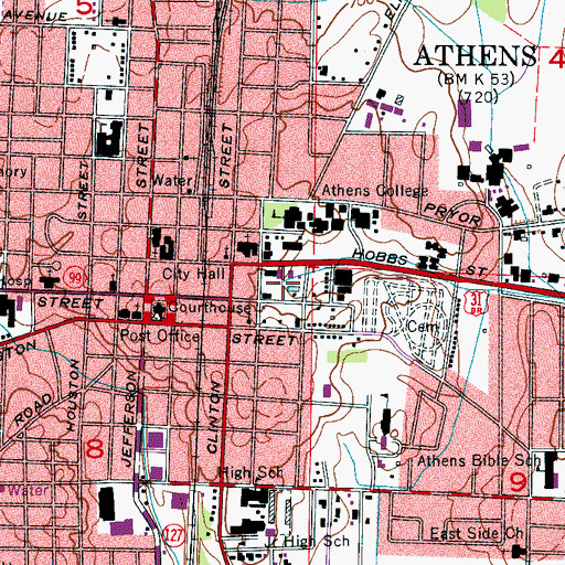 Topographic Map of Big Spring Park, AL