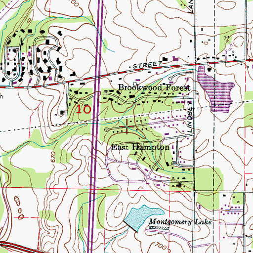 Topographic Map of Brookwood, AL