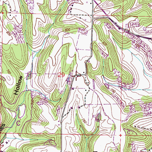 Topographic Map of Cabbage Ridge, AL