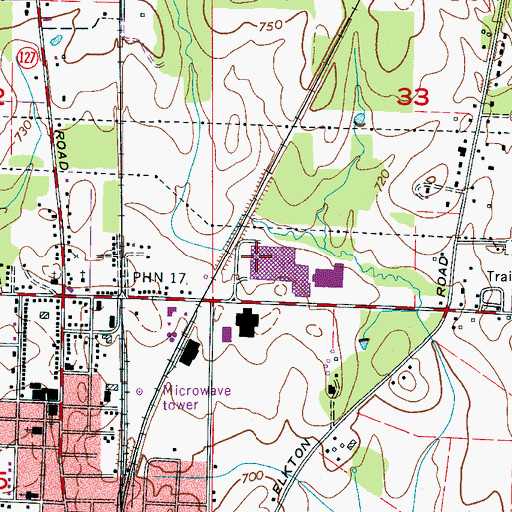 Topographic Map of Elm Industrial Park, AL