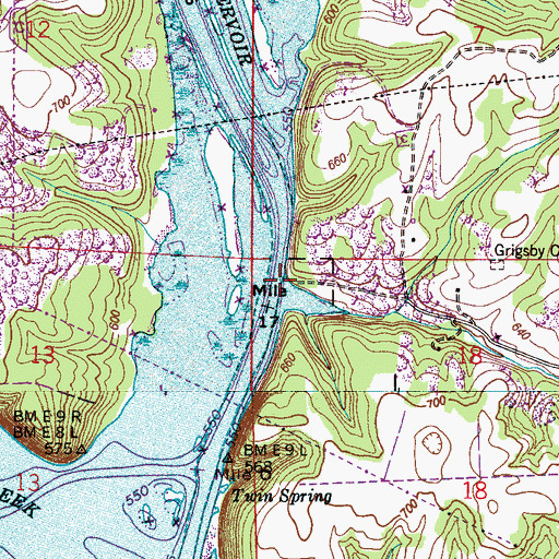 Topographic Map of Grigsby Ferry (historical), AL