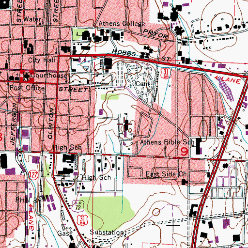 Topographic Map of Julian Newman Elementary School, AL