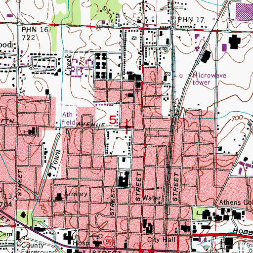Topographic Map of Madison Street Baptist Church, AL