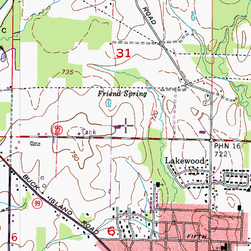 Topographic Map of Meadowbrook, AL