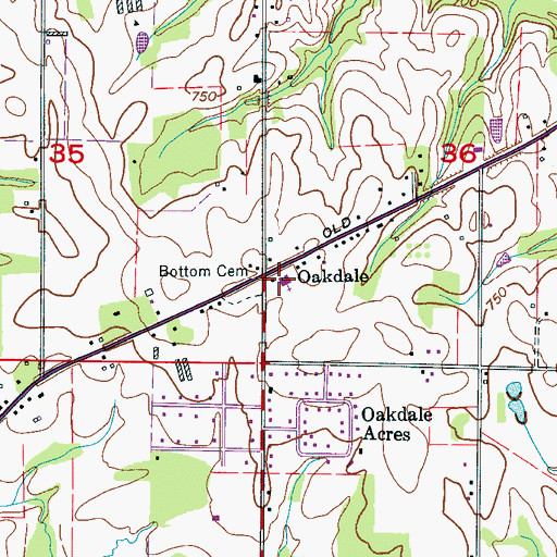 Topographic Map of Oakdale Baptist Church, AL