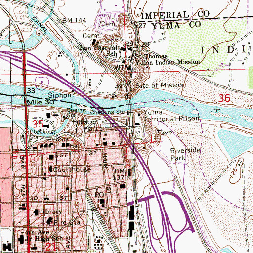 Topographic Map of Yuma Territorial Prison (historical), AZ