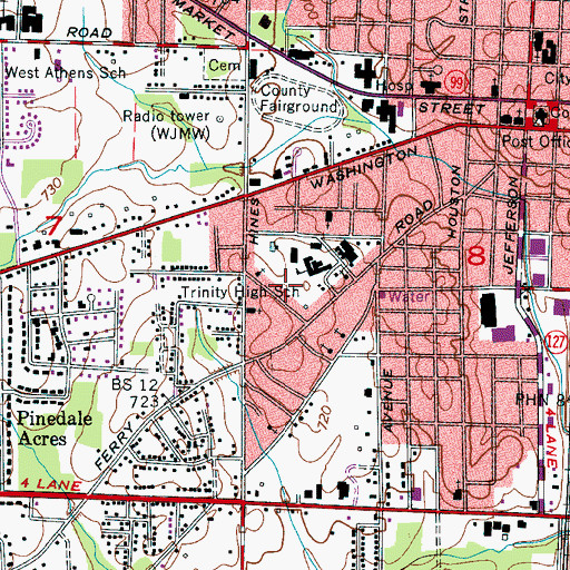 Topographic Map of Trinity Park, AL