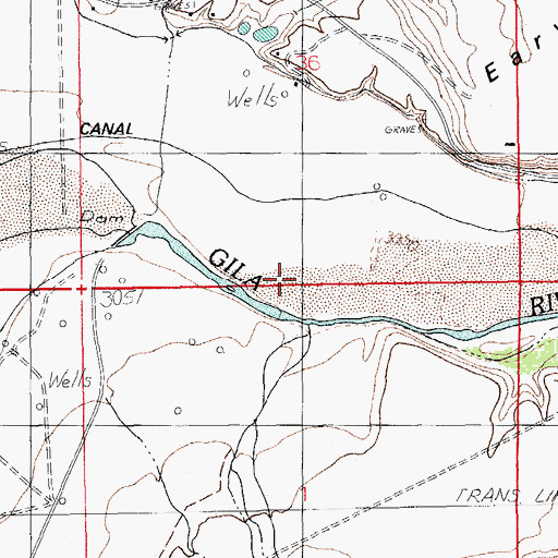 Topographic Map of Yuma Wash, AZ