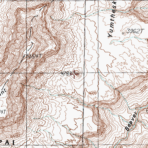 Topographic Map of Yumtheska Mesa, AZ