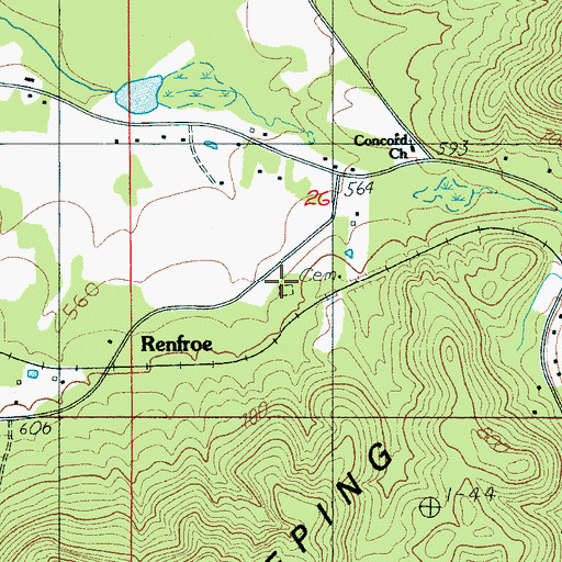 Topographic Map of Allen-Sims Cemetery, AL