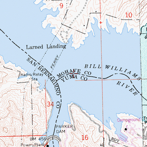 Topographic Map of Bill Williams River, AZ