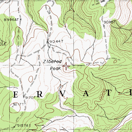 Topographic Map of Zilbetod Peak, AZ