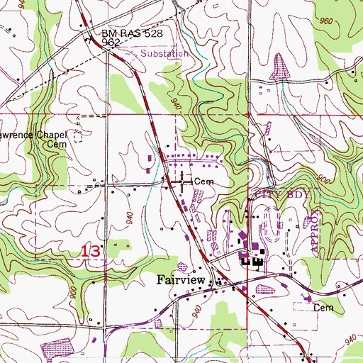 Topographic Map of Fairview United Methodist Church, AL