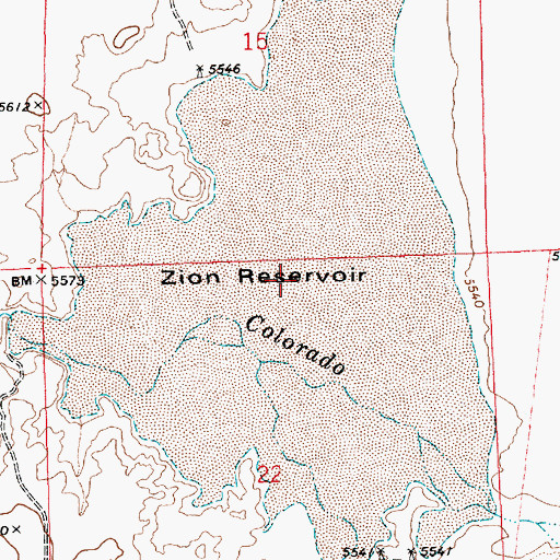 Topographic Map of Zion Reservoir, AZ