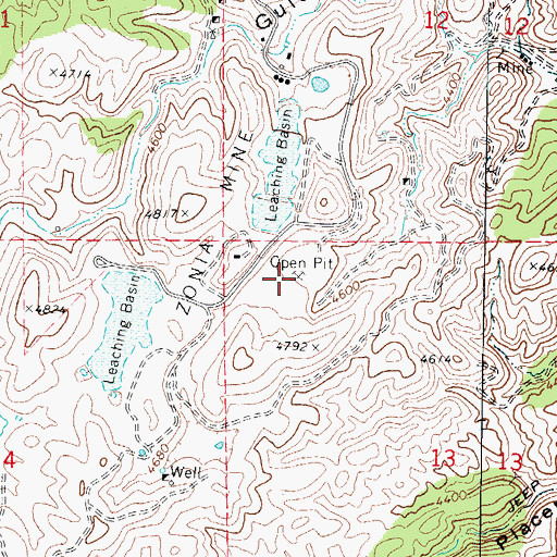 Topographic Map of Zonia Mine, AZ