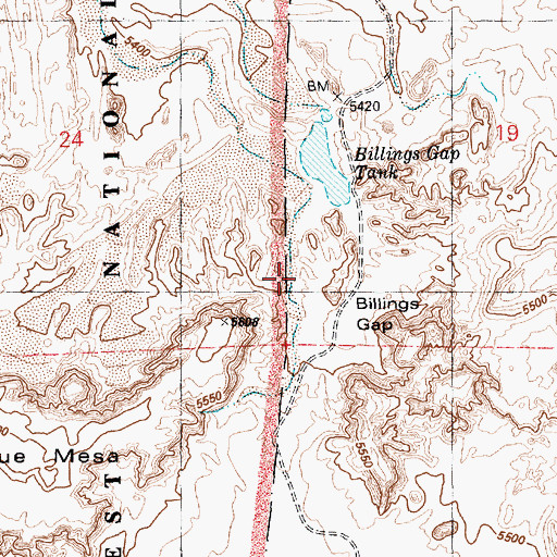 Topographic Map of Billings Gap, AZ