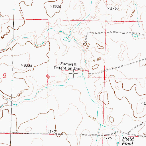 Topographic Map of Zumwait Detention Dam, AZ